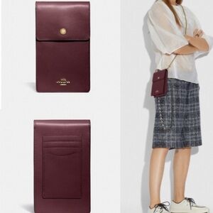 Coach NWT Snap phone red leather crossbody and passport mini‎ bag